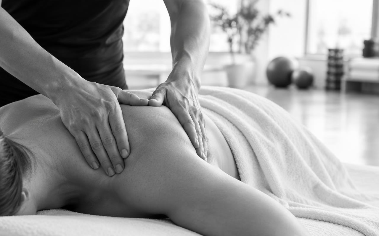 Mains pratiquant un massage bien-être dans un atelier lumineux